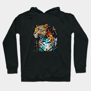 Panther Animal Portrait Stained Glass Wildlife Outdoors Adventure Hoodie